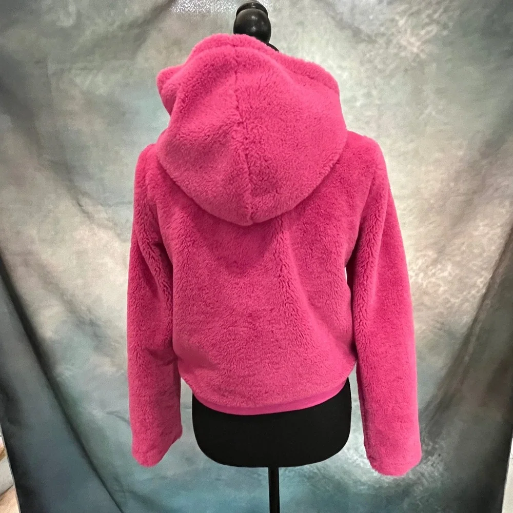 Janie and‎ Jack Girls Pink Faux Fur Full Zip Hooded Jacket Size 14-16 NWT